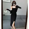 Conjunto completo de color té 2026 Otoño nuevas llegadas petite sexy chica hot falda lápiz de longitud media conjunto de dos piezas mujer