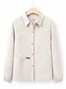 Jaqueta Casual Jacquard Elegante com Gola para Mães e Mulheres, Novo Modelo Outono 2026, Jaqueta Emagrecedora e Valorizadora, Top Elegante