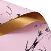 Materiales de Empaque para Ramos de Flores al por Mayor Transfronterizos, Papel de Envoltura Floral Impermeable, Papel con Patrón de Mármol y Lámina de Oro, Papel de Envoltura para Flores