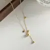 Colar com Pingente de Tassel de Cabacinha em Prata Esterlina 925 para Mulheres, Corrente de Clavícula Simples Novo Estilo Chinês Design de Fortuna 0581A