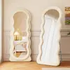 Espejo de cuerpo entero ondulado estilo francés, Espejo de pie, Espejo de tocador simple de forma irregular, Espejo de dormitorio, Espejo de vestidor para sala de estar, Soporte sin marco