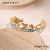 Anel de Pérola Sereia Estilo Novo Oceano Transfronteiriço Anel Aberto Banhado a Ouro de Aço Inoxidável Design de Nicho Joia de Mão