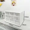 Caixa de Armazenamento Simples para Mesa de Casa em Branco Leite Seis Grades Compartimentos Múltiplos Tipo Gaveta Caixa Organizadora de Papelaria Transparente à Prova de Poeira