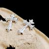 Brincos de Cruz Personalizados Hip Hop Cravejados com Diamantes para Mulheres Prata S925 Haste Design de Nicho Doce Cool Tendência da Moda Brincos