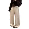 Calça Larga Forrada com Lã Falsa de Caxemira Grossa para Mulheres, Novo Estilo Inverno 2026, Modelagem Solta, Calça Longa Reta Emagrecedora, Calça Esportiva Curva