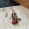 Chica Caliente~ Collar de Bolso de Dumpling de Cuero Maillard para Mujer, Cadena Larga para Suéter de Diseño de Nicho, Joyería de Accesorio Personalizada