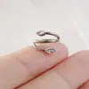 Pendientes de aleación de titanio F136 anillo de serpiente de doble cabeza anillo sin costuras de circón 5A anillo para el cartílago de la oreja anillo de la cóclea joyería para perforaciones de titanio G23