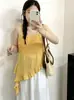 Ropa para mujer de talla grande, top sin mangas irregular con volantes para mujer, estilo verano 2026, adecuado para mujeres de talla grande, se puede usar como capa exterior o como capa interior, camisola con estampado floral