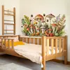 BR3517E Pegatinas de Pared Autoadhesivas con Patrón Floral de Champiñones de Colores Pegatina Decorativa para Porche, Dormitorio, Sala de Estar, Escalera