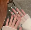 Set de 10 Uñas Azules Ojo de Gato Brillantes Hechas a Mano para una Hija Adinerada, Modernas y Populares, Realza el Cutis y la Elegancia, Uñas Portátiles al por Mayor