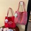 Bolsa Tote Versátil Estilo Coreano con Estampado de Letras para Mujer, Bolso de Hombro Grande de Doble Cara Color Morado Taro Estilo Ins para Viajes Diarios