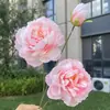 3 cabezas de peonía de ciervo de nieve, flores artificiales, decoración de bodas y hogar, venta al por mayor