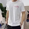 100% algodão, com estampa de letras Vano transfronteiriça, modelagem solta, gola redonda, manga curta, unissex, estilo verão, por Warren Tian N