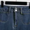 Foto Real de Jeans Vintage de Pierna Ancha Estilo Americano para Mujer, Sueltos de Cintura Alta, Adecuados para Primavera y Otoño, Tallas Grandes, Pantalones Rectos Caídos de Largo Hasta el Suelo, Algodón