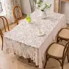 Mantel Vintage Estilo Francés Transfronterizo con Volantes Artísticos, Diseño Hueco, Tela Cubierta Antideslizante para el Hogar, Decorativo, Venta Directa de Fábrica