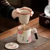 Juego de Té de Oficina Ruyao Rosa Retro con Hortensia y Mango de Madera, Taza de Té, Lata de Té, Regalo de Negocios, Personalizable