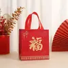 Bolsa Festiva de Tecido Não Tecido para o Ano Novo Chinês Dia de Ano Novo Festival da Primavera Shopping Center Parabéns por Ficar Rico Bolsa de Mão Bolsa de Embalagem de Aniversário