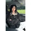 Sudadera con cuello de solapa estampada estilo "old money" transfronteriza para hombre, jersey casual de bloques de color de moda para primavera y otoño, top holgado y versátil de manga larga