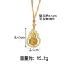 Colar Cruzado Banhado a Ouro Estilo Antigo com Pingente de Cabaça Oca Incrustado com Diamantes Vintage, Joia Versátil de Alto Padrão Novo Estilo Chinês Atacado
