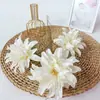 Flor de Seda 3 Cabezas Orquídea Morada Decoración de Pasillo de Boda para Arreglo de Salón de Bodas, Decoración de Muebles, Flores Artificiales, Flores Realistas