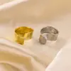 Anillo de Acero de Titanio con Textura Irregular Martillada de Moda para Mujer, Anillo Abierto Exagerado, Pequeños Accesorios de Yiwu