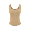 2026 Verano Nuevo Estilo Americano Chica Picante Color Sólido Acolchado Hombros Descubiertos Ajustado Top Básico Camisola de Cuello Cuadrado Camiseta sin Mangas para Mujer