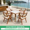 Silla de marco de aleación de aluminio minimalista moderna con respaldo de malla y juego de mesa de comedor de losa de roca, adecuado para restaurantes autoservicio de hotel y uso en exteriores