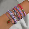 Conjunto de Pulseiras de Amizade Tecidas com Contas de Arroz Multicamadas Série Oceano Árvore de Coco Aço Inoxidável Argila Macia Moda Transfronteiriça Multiestilo