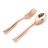 Atacado do Fabricante Conjunto Descartável de Faca, Garfo e Colher de Plástico, Banhado a Ouro, Banhado a Prata, Ouro Rosa, Transparente, Cor Sólida, Conjunto de Talheres para Festa