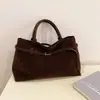 Bolso de Mano de Ante Esmerilado de Gran Capacidad Transfronterizo Fila Diseño de Bolso Tote Retro Bolso de Hombro Elegante de Clase