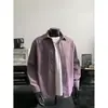 Camisa masculina tendência de cor sólida com mangas compridas, nova coleção de outono, corte solto, inspirada em Hong Kong, peça de outer wear da moda, estilosa e casual.