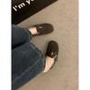 Sapatos Birkenstock para Mulheres Outono e Inverno Forrados de Lã 2024 Novo Estilo Coreano Francês Retro Flats-Soled Slip-On Sapatos de Algodão Quente
