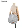 Bolsa de Lona Listrada Simples Artística Estilo Coreano, Bolsa de Mão Casual e Fashion, Bolsa de Ombro e Transversal de Grande Capacidade para Mulheres