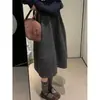¡Muy recomendable! Falda midi retro de lana línea A para mujer otoño e invierno nueva coreana minimalista plisada adelgazante midi