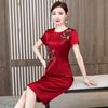 Vestido para Madre de Boda Mejorado Vestido Cheongsam Satén de Acetato Moda Feliz Suegra Boda Suegra Nuevo Cheongsam