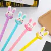 Caneta de gel de silicone de coelho fofo de desenho animado caneta de coelho de orelhas compridas pirulito caneta de coelho de desenho animado para estudante assinatura secagem rápida