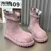 Botas Martin de Cuero Genuino Cabeza Grande de Dos Vías para Mujer 2026 Otoño Nuevas Botas Cortas de Cuadros Birkenstock Versátiles Suela Gruesa para Aumentar la Altura Botas Individuales