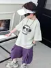 0635 Conjunto de Verano de Manga Corta para Niños 2026 Nuevo Ropa Fresca y Moderna de Verano para Bebés Ropa Infantil Estilo Coreano Dos Piezas Verano