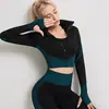 Conjunto de Roupa de Yoga Sem Costura Europeia e Americana Cuidadosamente Selecionado para Mulheres, Novo Conjunto de Três Peças Elástico para Fitness Esportivo de Outono e Inverno Levanta Bumbum