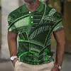 Camisa Polo Masculina de Manga Curta com Estampa Digital Camisa Polo com Padrão Geométrico