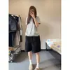 Shorts Cargo Lavados Estilo Americano para Hombres y Mujeres, Pantalones de Verano Limpios de Corte Holgado Pierna Ancha de Longitud Media, Pantalones Casuales de Cinco Puntos para Parejas