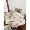 Zapatos de Lona Blancos Lechosos de Doble Uso para Mujer Suela Gruesa Primavera y Verano Nuevo Diseño Chic de Nicho Zapatos Blancos de Media Puesta