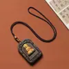 Colgante de Madera de Águila con un Mantra Vajra de Tíbet, Doble Cara Finamente Tallado con el Texto Budista Original, Adorno de Colgante de Madera de Águila
