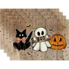 Manteles de Halloween Estampado de Calabaza Fantasma Calavera Almohadilla Aislante de Calor Decoración de Escritorio para Fiesta de Festival Estilo Occidental