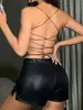 Diseño de Verano Europeo y Americano Sentido de la Moda Malla de Pesca con Pedrería Chaleco Interior Calle Chica Caliente Sexy Ropa Exterior Escote Bajo Tirantes Top para Mujer