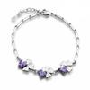 Moda Estilo Coreano Joyería Elegante Estilo Ins Creativo Trébol de Cuatro Hojas Zircón Púrpura Pulsera de Diamantes Street Beat Joyería para Damas