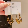 Pendientes Redondos Geométricos con Cuentas de Piedra Ojo de Tigre y Aguja de Plata Estilo Retro Francés de Nicho de Gama Alta Pendientes de Moda Maillard para Mujer
