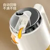 Pote de Óleo de Vidro com Aço Inoxidável, Antigotejamento, Doméstico, Lata de Óleo com Abertura e Fechamento Automáticos, Cozinha de Grande Capacidade, à Prova de Vazamentos, Garrafa de Óleo Espessa