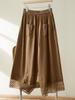 Pantalones Anchos de Algodón Cocoon Color Café para Mujer Primavera y Otoño 2026 Pantalones Cortos Sueltos con Adorno de Encaje y Diseño Hueco Pantalones Casuales