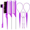Amazon Spot Ferramentas de Estilização Conjunto de Oito Peças Pente de Agulha de Aço Pente de Cauda Pontuda Pente de Cabelo Pincel de Sobrancelha Ferramenta de Puxar Cabelo para Tranças